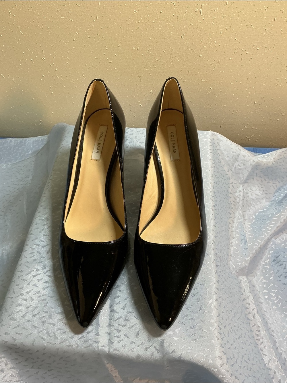 Cole Haan Black Patent Pointed-Toe Heels
